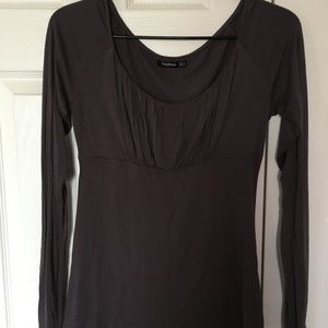 Gray Scoop Neck Ruched Raglan Long Sleeve Top size small